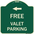 Signmission Free Valet Parking with Left Arrow Heavy-Gauge Aluminum Architectural Sign, 18" x 18", G-1818-23943 A-DES-G-1818-23943